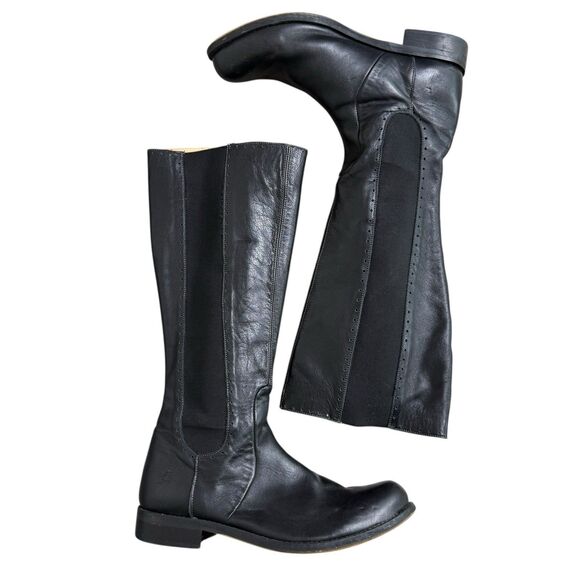 John Fluevog Shoes - John Fluevog Black Leather Tall Pull-on Riding Boots Womens Size 12 Knee-High